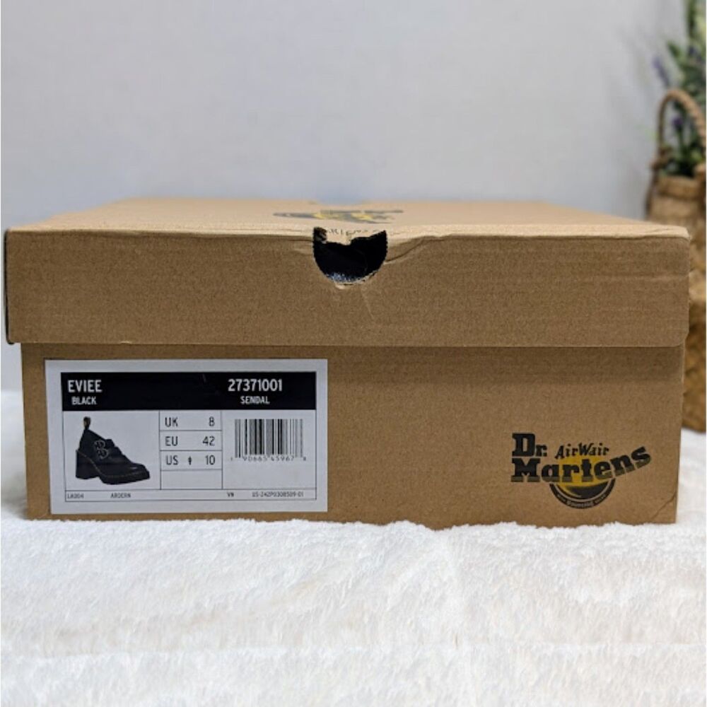 Dr. Martens Eviee Black Sendal Leather Heeled Shoes Women's 10 UK 8 NIB - Picture 12 of 15